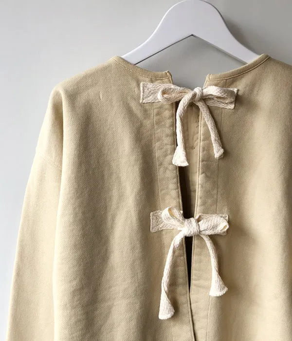 FUMIKA_UCHIDA/Defatted Fleece BACK OPEN SWEAT TOP(TEA)