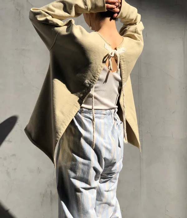 FUMIKA_UCHIDA/Defatted Fleece BACK OPEN SWEAT TOP(TEA)