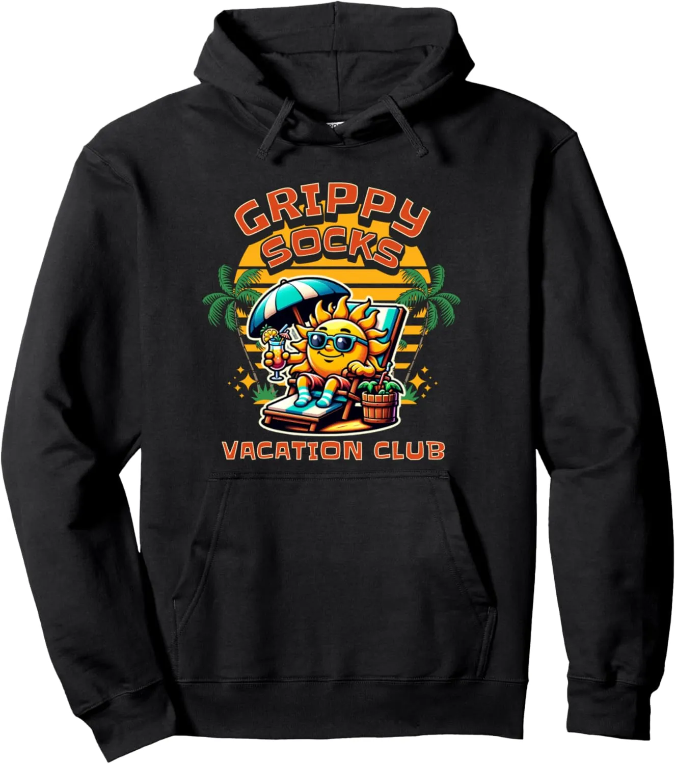 Funny Grippy Sock Summer Vacation Club Pullover Hoodie