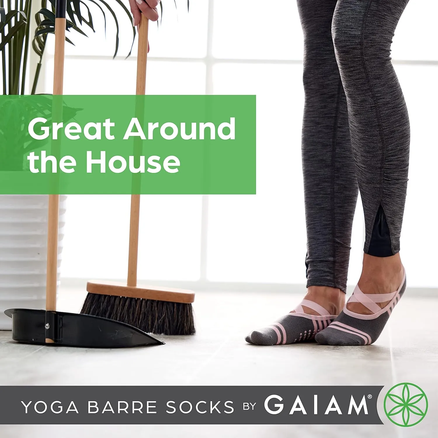 Gaiam Grippy Studio Yoga Socks for Extra Grip in Standard or Hot Yoga