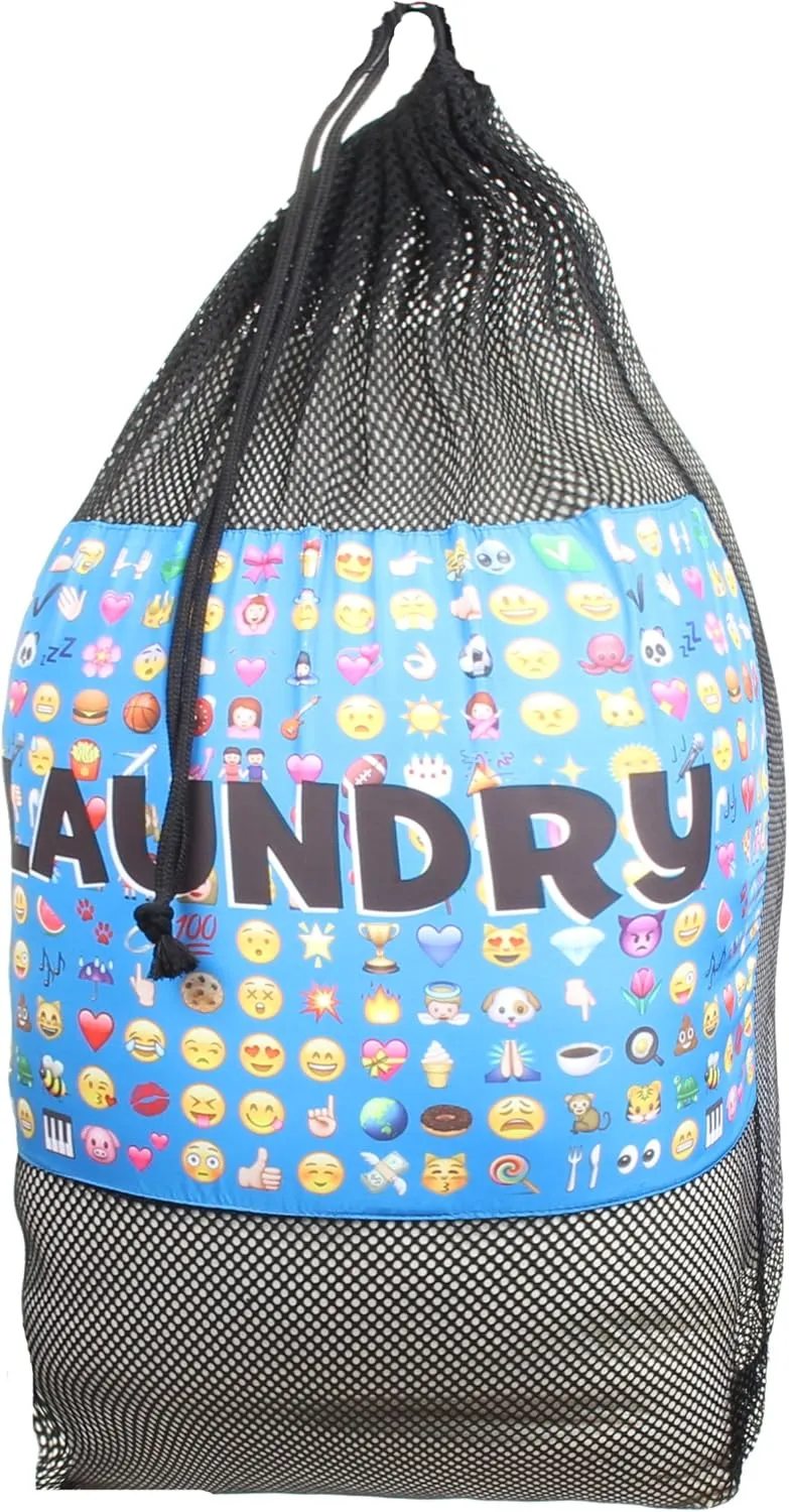 Gilbins Matching Mesh Laundry Or Sock Bag with Drawstring for Sleep Away Camp Laundry Multi Blue