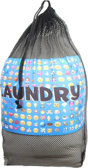 Gilbins Matching Mesh Laundry Or Sock Bag with Drawstring for Sleep Away Camp Laundry Multi Blue