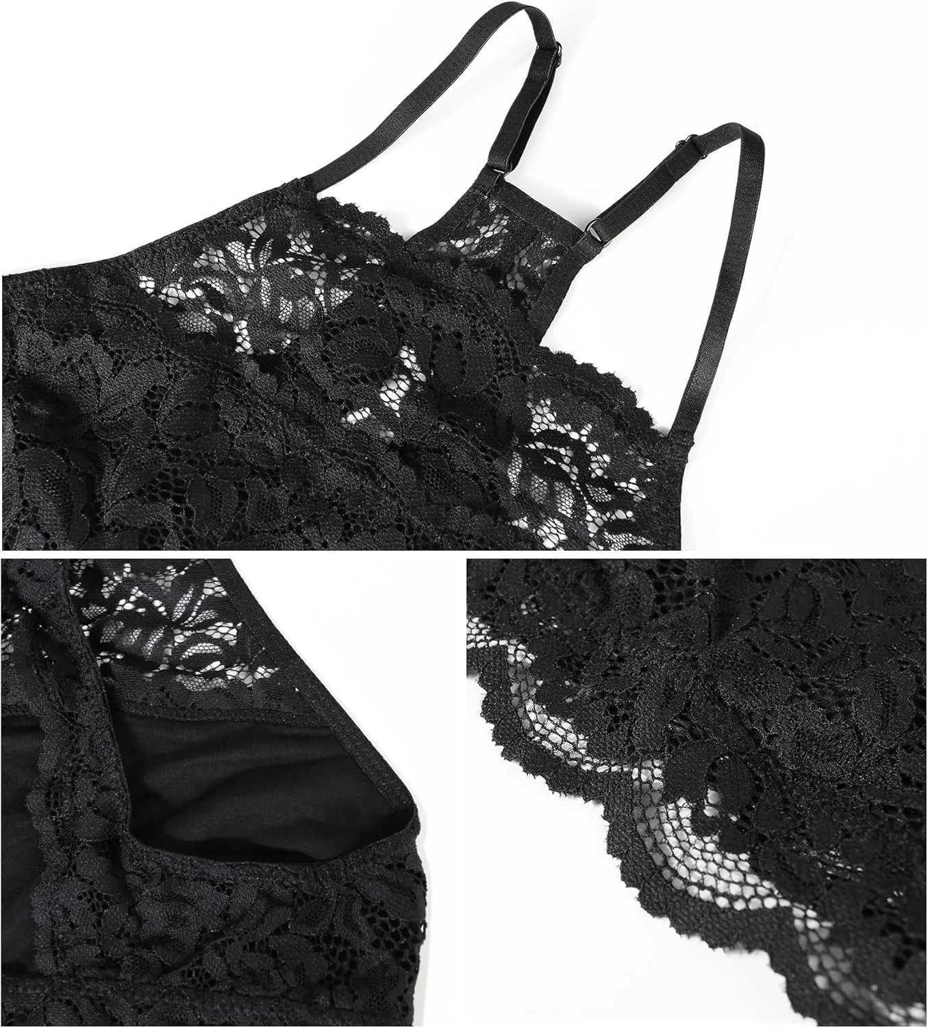 HACI Hi-Neck Floral Lace Bralette for Women Breathable Unpadded Wireless Bra