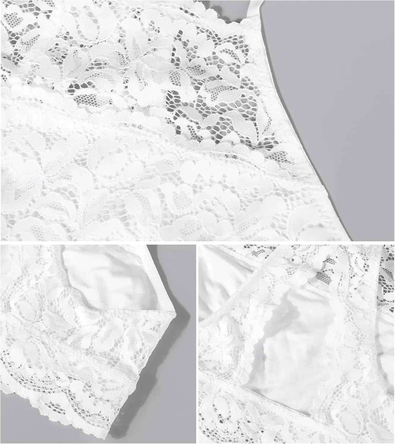 HACI Hi-Neck Floral Lace Bralette for Women Breathable Unpadded Wireless Bra