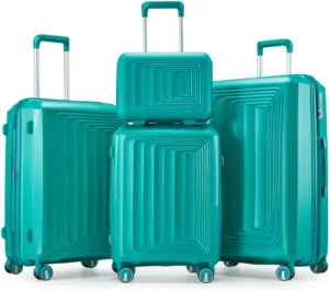 Hard Shell Luggage, Luggage 4-Piece Set (14/20/24/28), Carry-On Luggage, Lightweight TSA Lock, with Spinner Wheels, for Outdoor Travel, Green