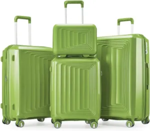 Hard Shell Luggage, Luggage 4-Piece Set (14/20/24/28), Carry-On Luggage, Lightweight TSA Lock, with Spinner Wheels, for Outdoor Travel, Olive Green