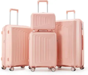 Hard Shell Luggage, Luggage 4-Piece Set (14/20/24/28), Carry-On Luggage, Lightweight TSA Lock, with Spinner Wheels, for Outdoor Travel, Pink