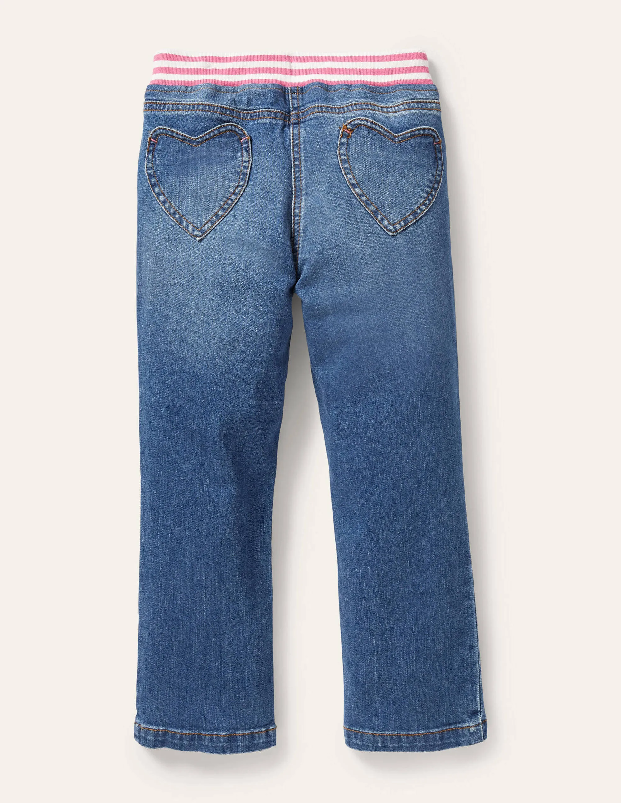 Heart Patch Jeans-Mid Vintage Denim