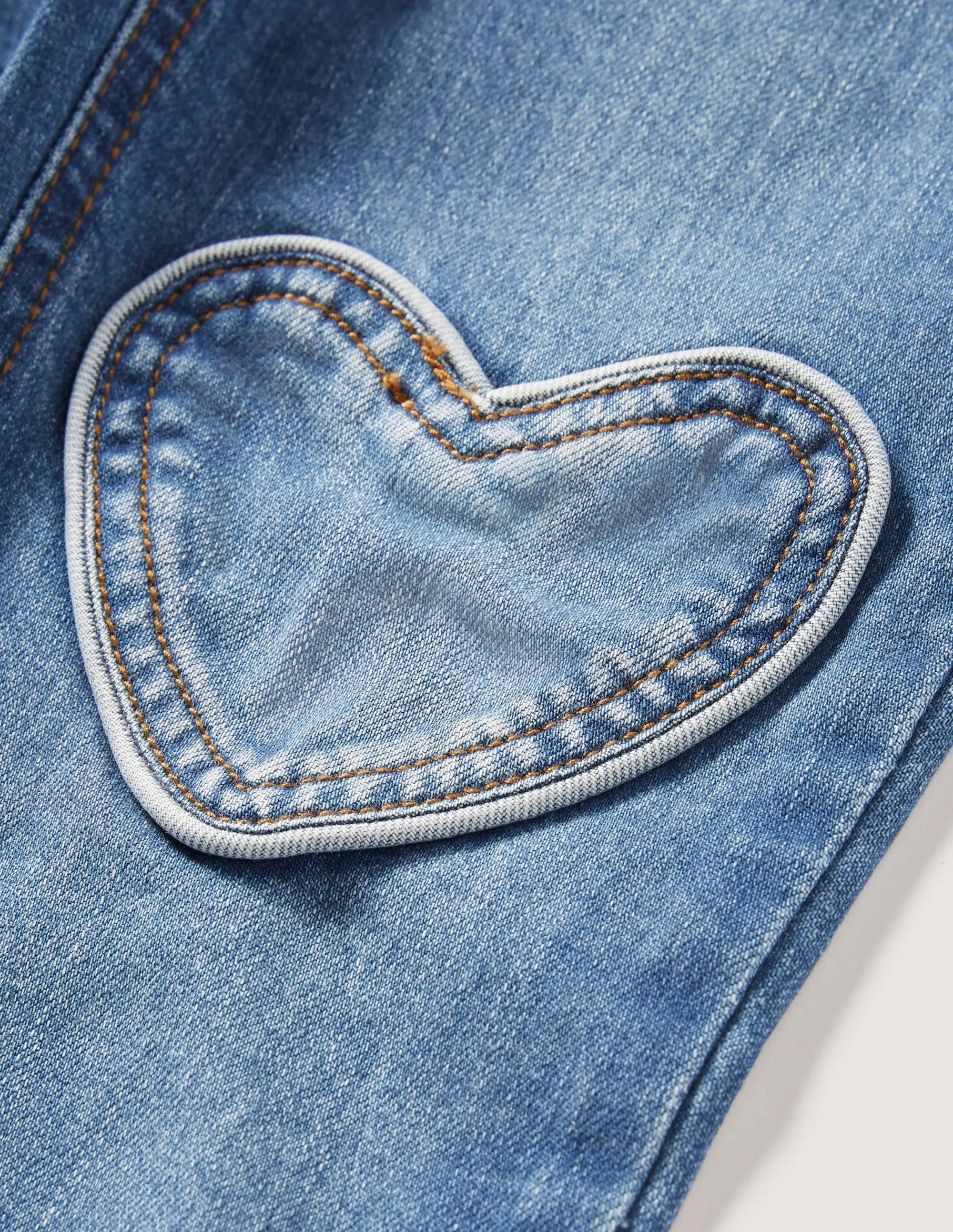 Heart Patch Jeans-Mid Vintage Denim