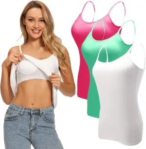 Ibeauti Womens Camisoles Tops with Built in Padded Bra Basic Breathable Tank Top