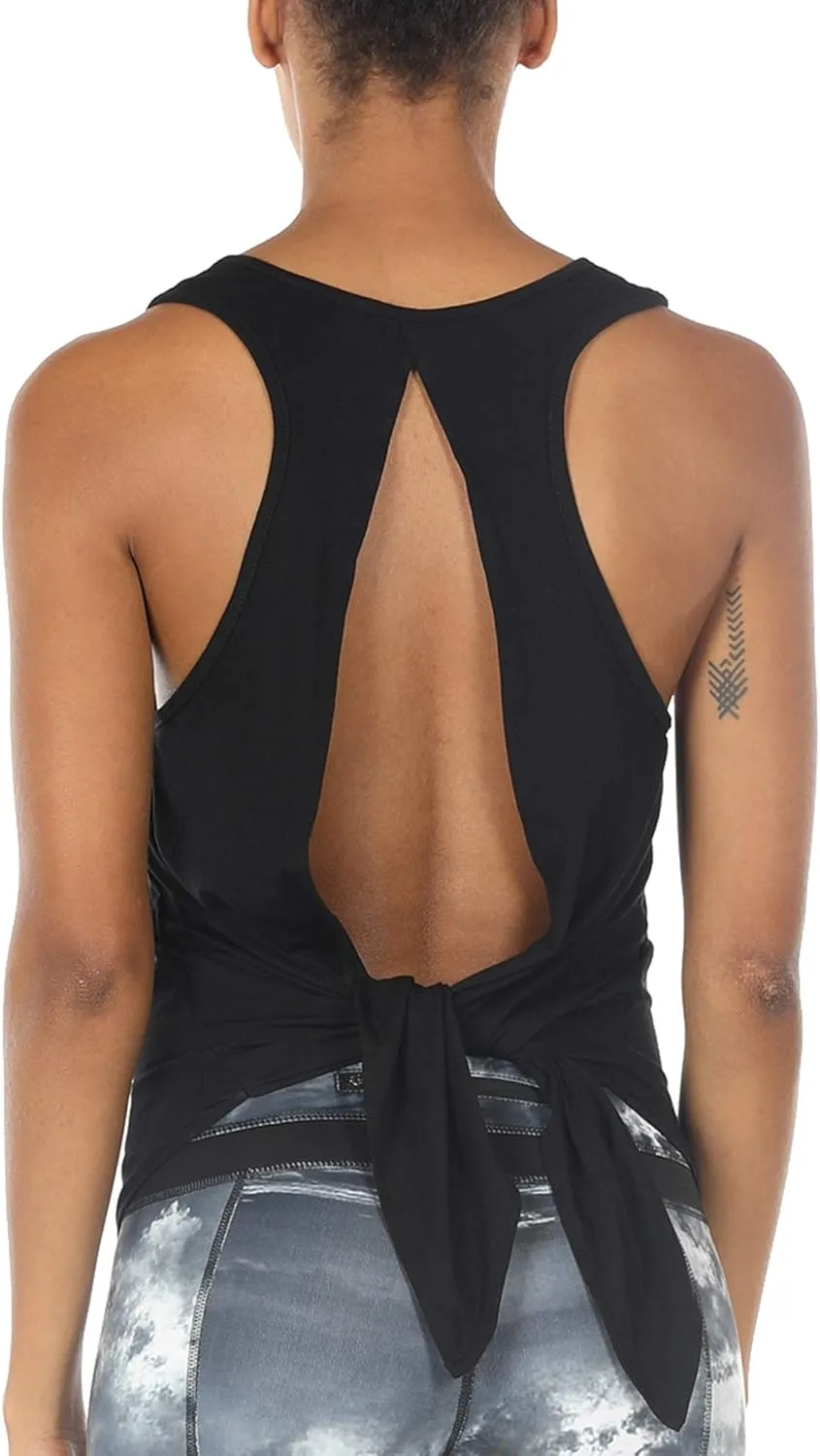 icyzone Tie Back Yoga Tops for Women, Lightweight Workout Athletic Tanks, Breathable Gym Shirts
