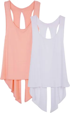 icyzone Tie Back Yoga Tops for Women, Lightweight Workout Athletic Tanks, Breathable Gym Shirts