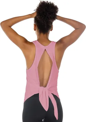 icyzone Tie Back Yoga Tops for Women, Lightweight Workout Athletic Tanks, Breathable Gym Shirts