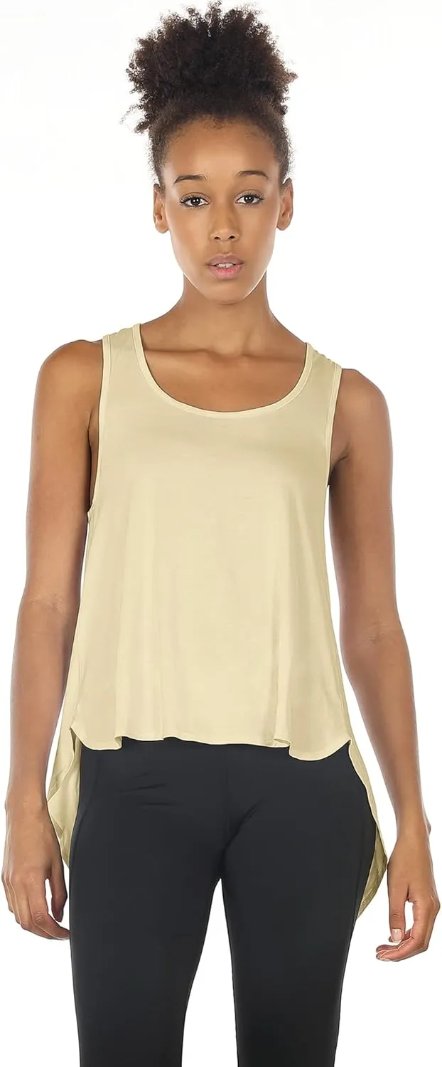 icyzone Tie Back Yoga Tops for Women, Lightweight Workout Athletic Tanks, Breathable Gym Shirts