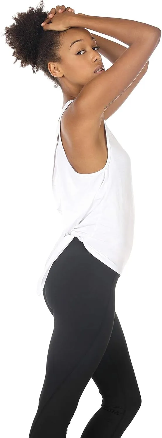 icyzone Tie Back Yoga Tops for Women, Lightweight Workout Athletic Tanks, Breathable Gym Shirts