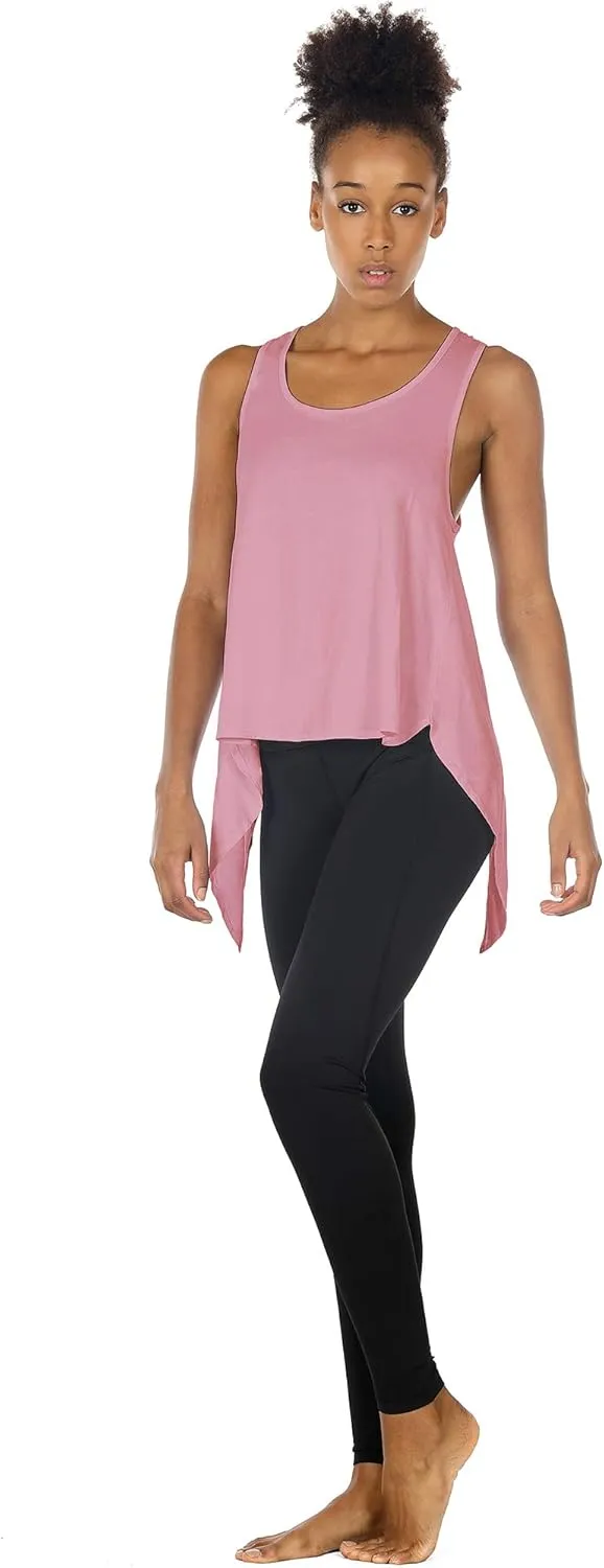 icyzone Tie Back Yoga Tops for Women, Lightweight Workout Athletic Tanks, Breathable Gym Shirts