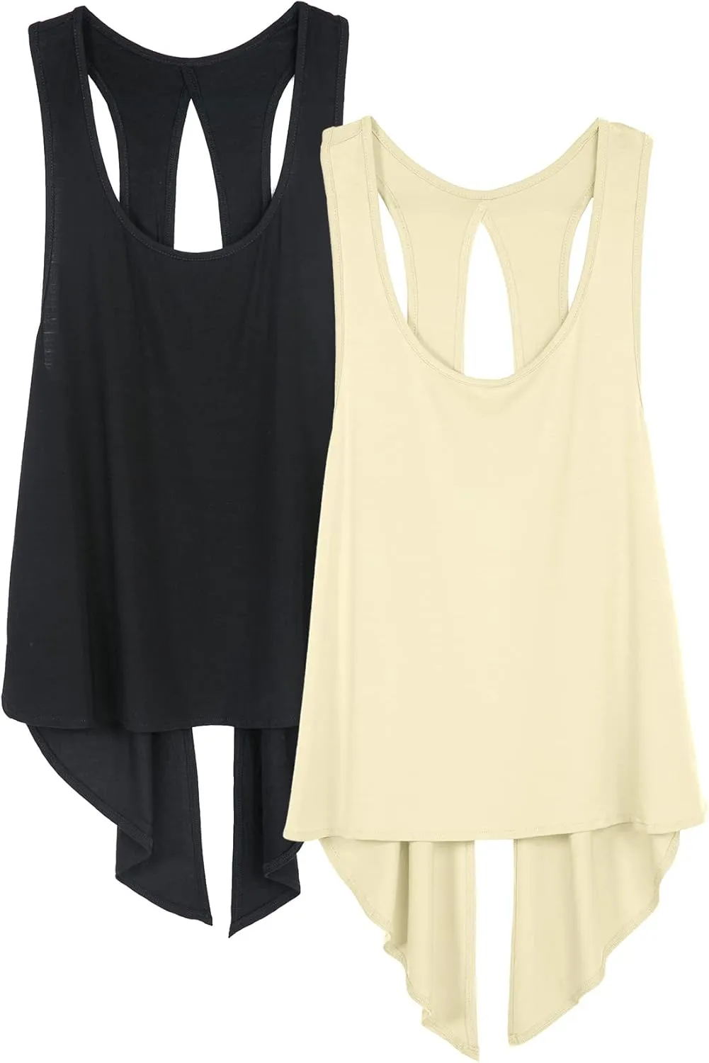 icyzone Tie Back Yoga Tops for Women, Lightweight Workout Athletic Tanks, Breathable Gym Shirts