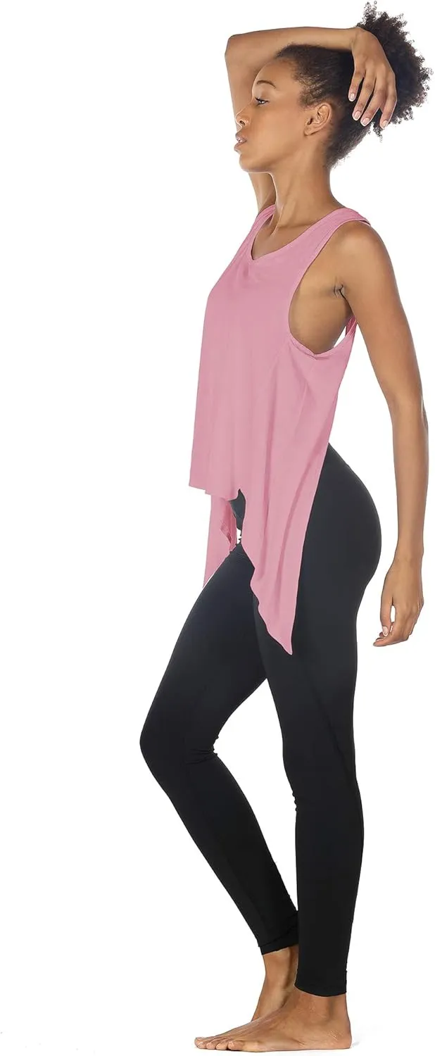 icyzone Tie Back Yoga Tops for Women, Lightweight Workout Athletic Tanks, Breathable Gym Shirts