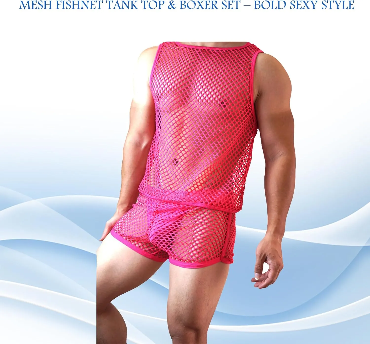 JOCKMAIL Mens Mesh Tank Top Sexy Fishnet Top Breathable Sleeveless Tank Shirt with Fishnet Boxer