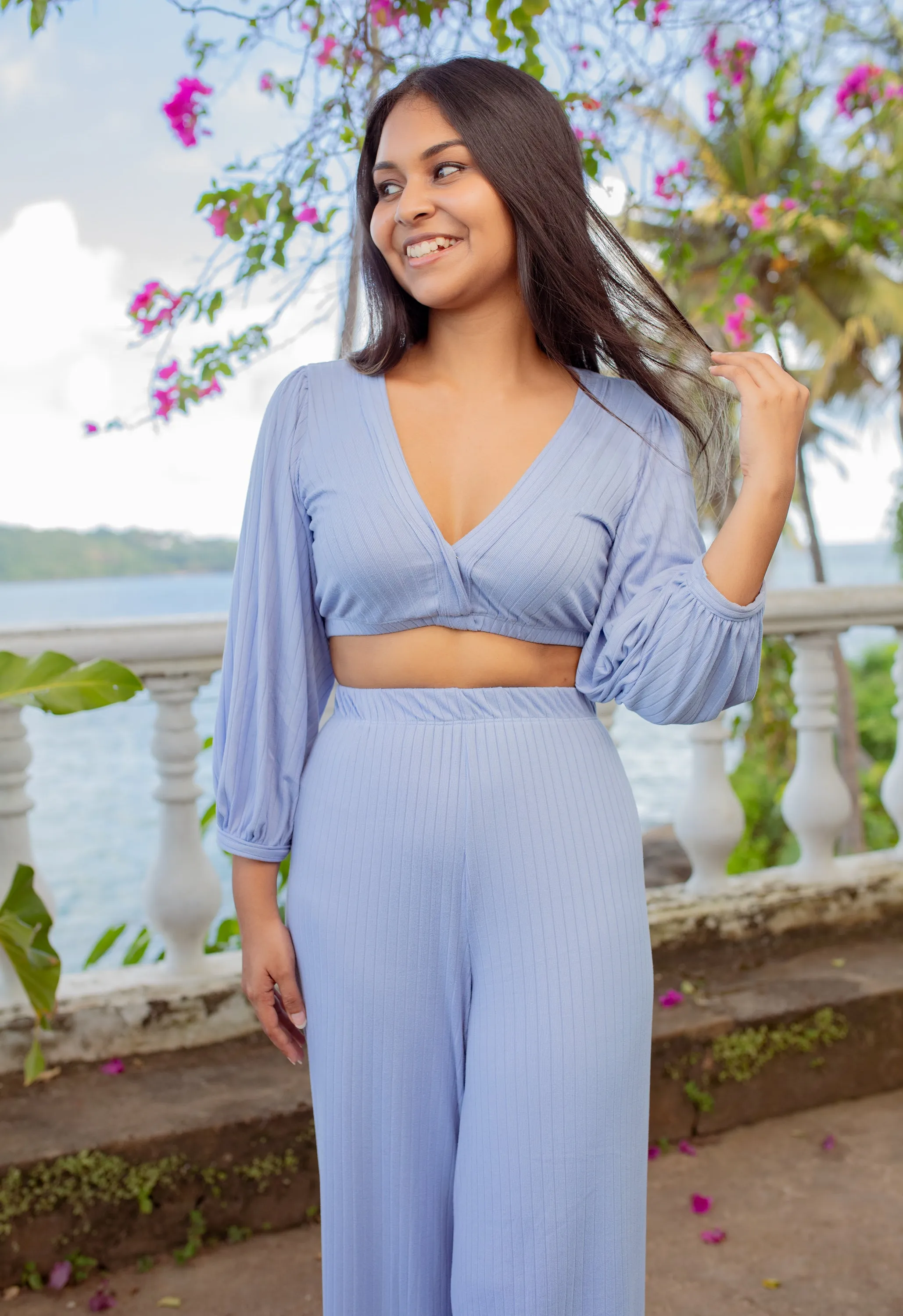 Juniper Wide Legged Pant-Light Blue