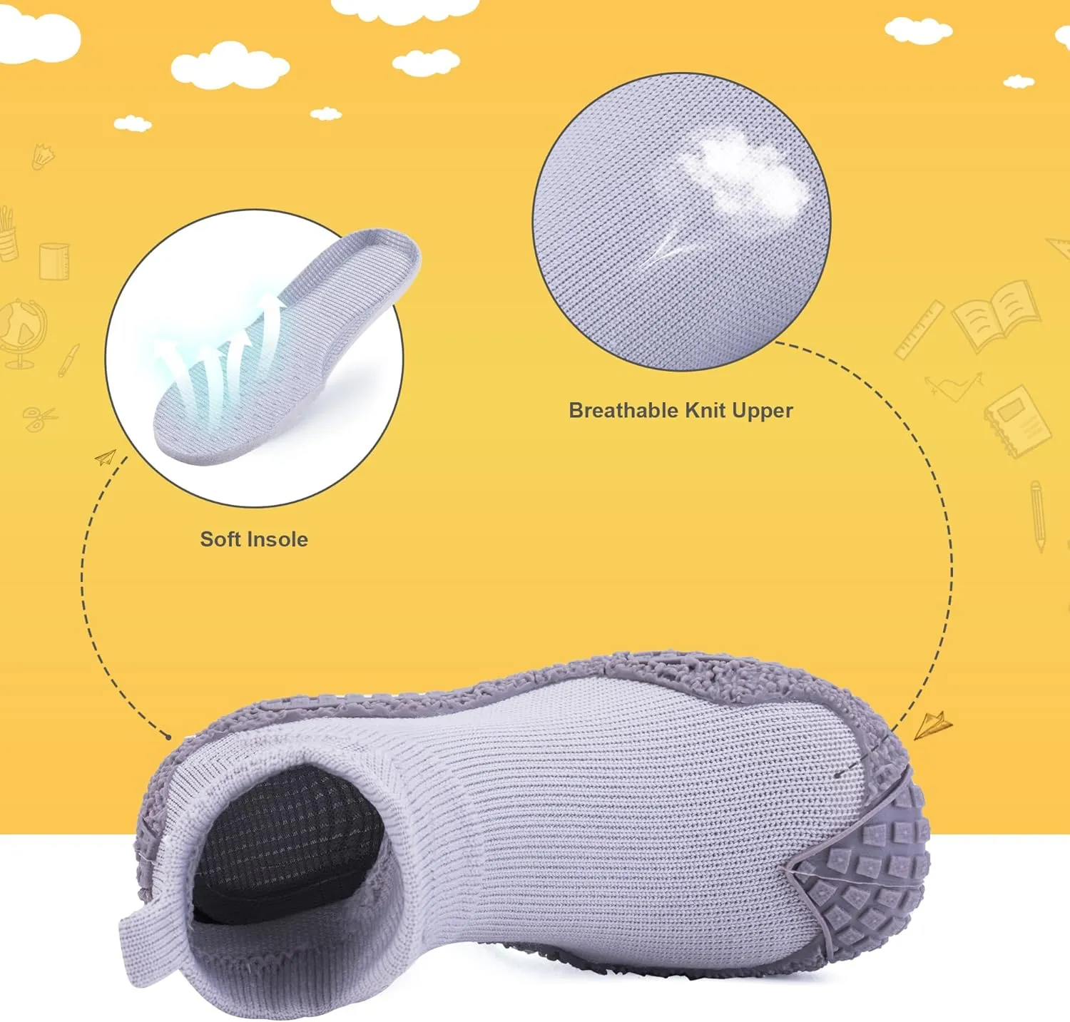 Kids Sock Shoes Non-Skid Sneakers Boys Girls Water Shoes Toddlers Babys Walking Shoes Soft Rubber Sole