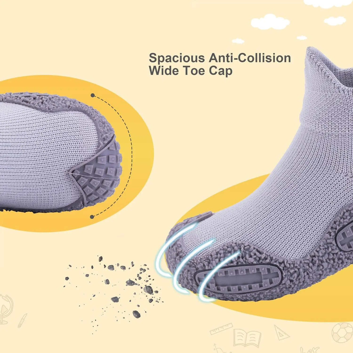 Kids Sock Shoes Non-Skid Sneakers Boys Girls Water Shoes Toddlers Babys Walking Shoes Soft Rubber Sole