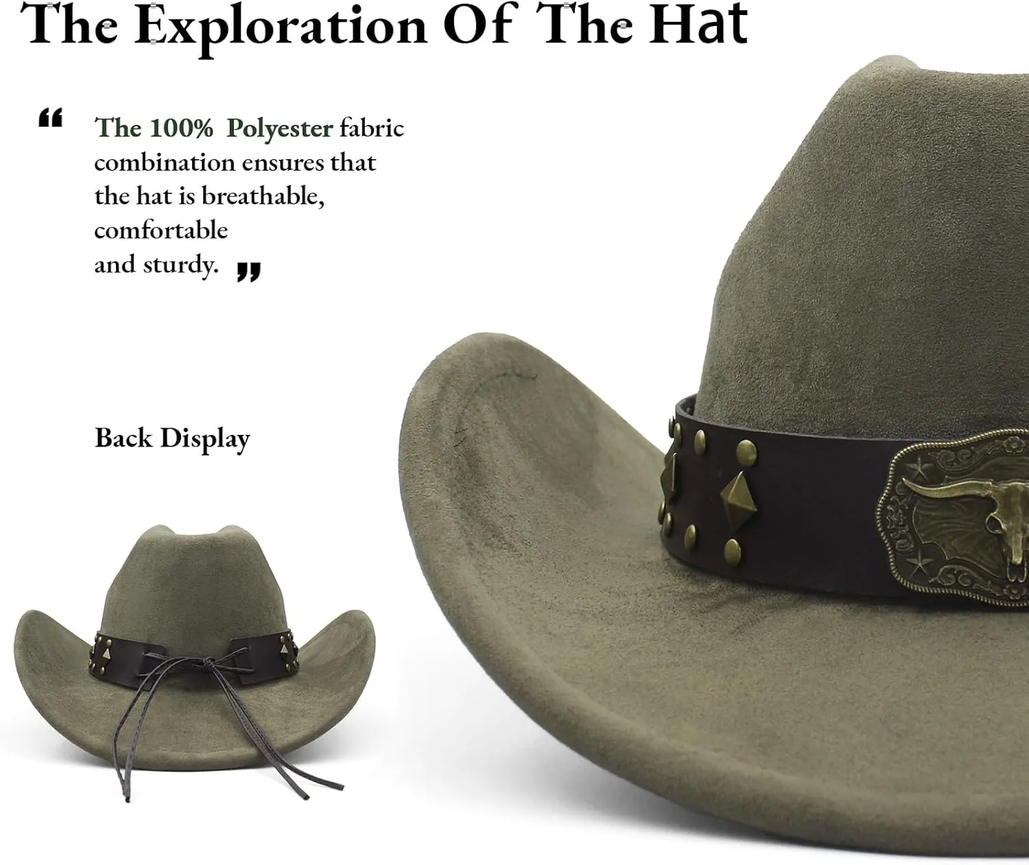 LIDHAY Cowboy Hat for Women Men with Shapeable Wide Brim Western Suede Hat for Cowboys and Cowgirls