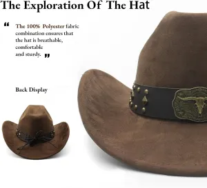 LIDHAY Cowboy Hat for Women Men with Shapeable Wide Brim Western Suede Hat for Cowboys and Cowgirls