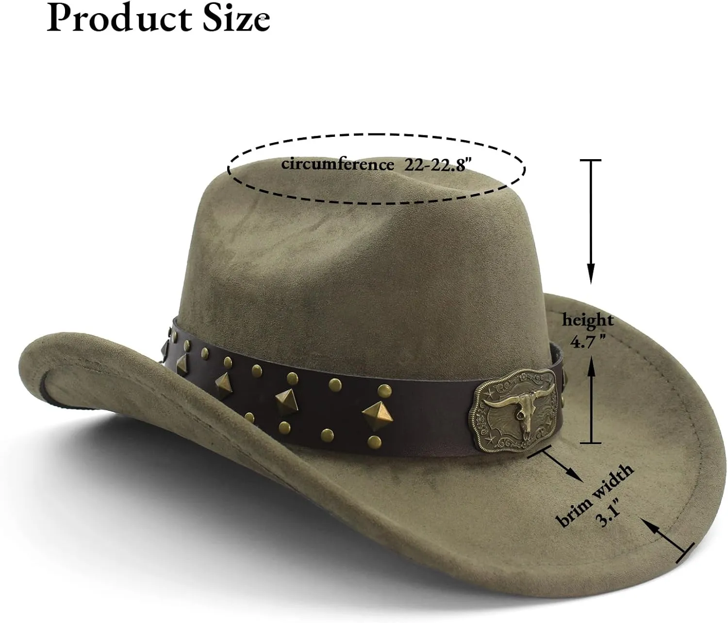 LIDHAY Cowboy Hat for Women Men with Shapeable Wide Brim Western Suede Hat for Cowboys and Cowgirls