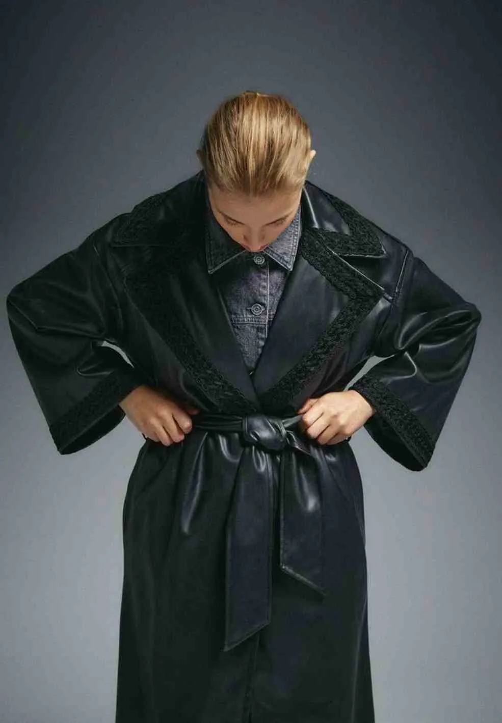 Mamba Faux Leather Trench Coat