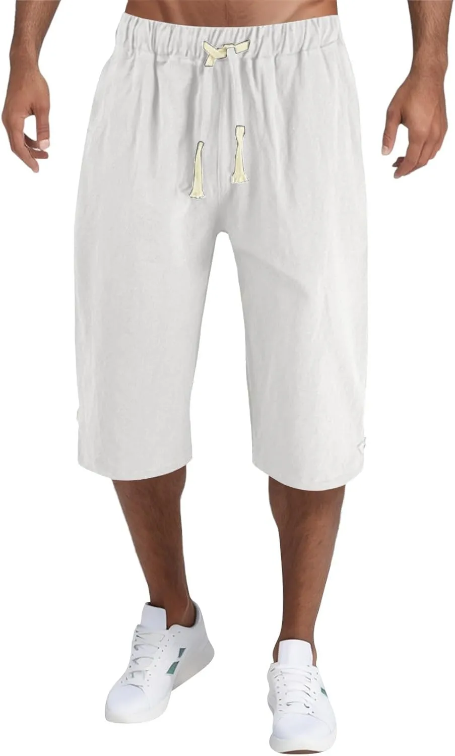 Mens Fashion Casual Simple Solid Color Lumbar Frenum Pants Calf Length Trousers Chinos Pants Men Stretch