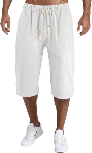 Mens Fashion Casual Simple Solid Color Lumbar Frenum Pants Calf Length Trousers Chinos Pants Men Stretch