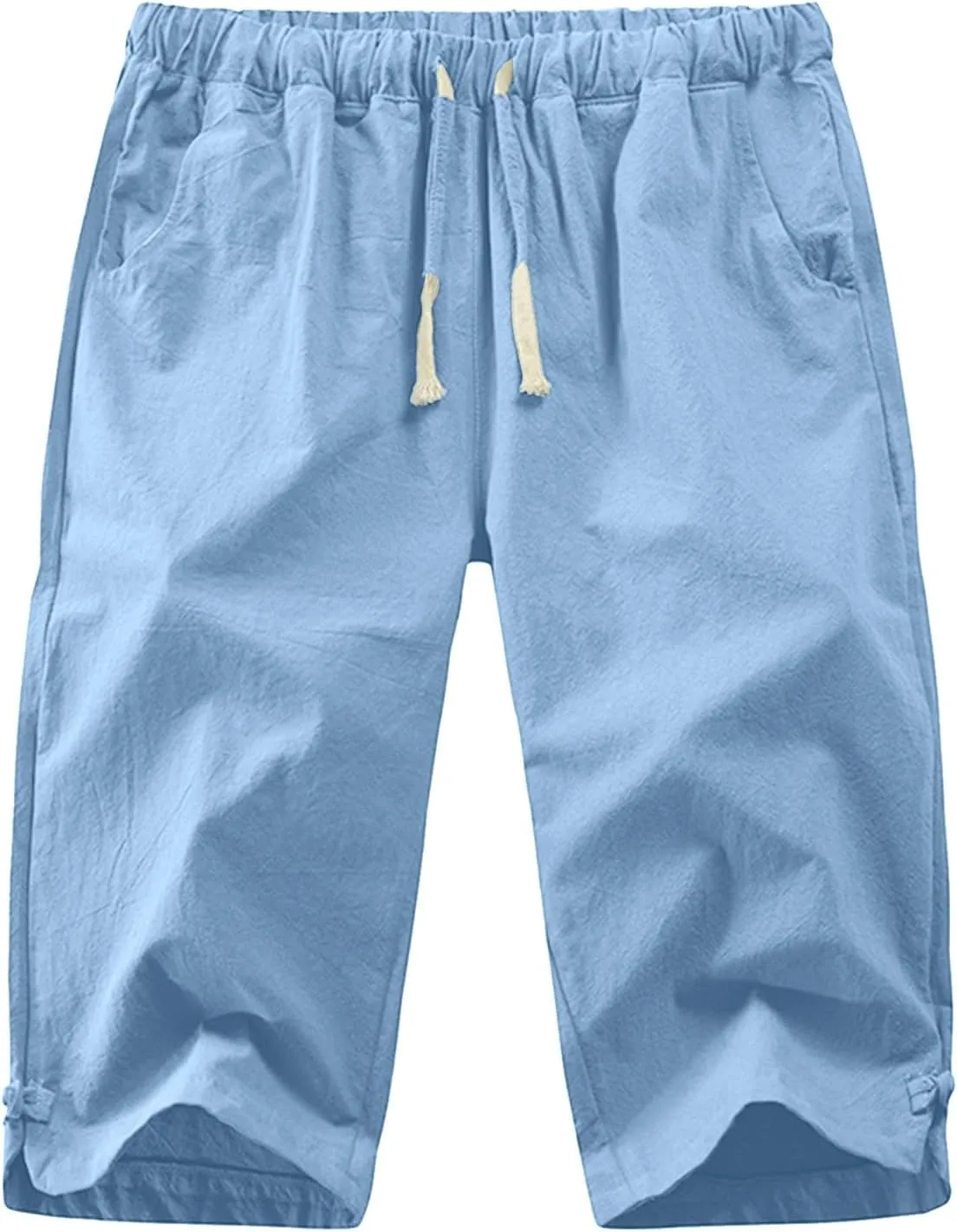 Mens Fashion Casual Simple Solid Color Lumbar Frenum Pants Calf Length Trousers Chinos Pants Men Stretch