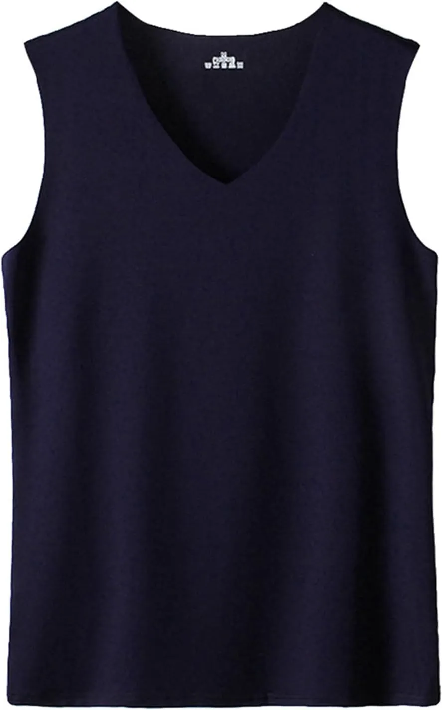 Men's Summer Tank Top Ice Silk Traceless Thin Breathable V-Neck Sleeveless Top