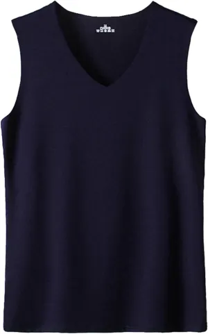 Men's Summer Tank Top Ice Silk Traceless Thin Breathable V-Neck Sleeveless Top