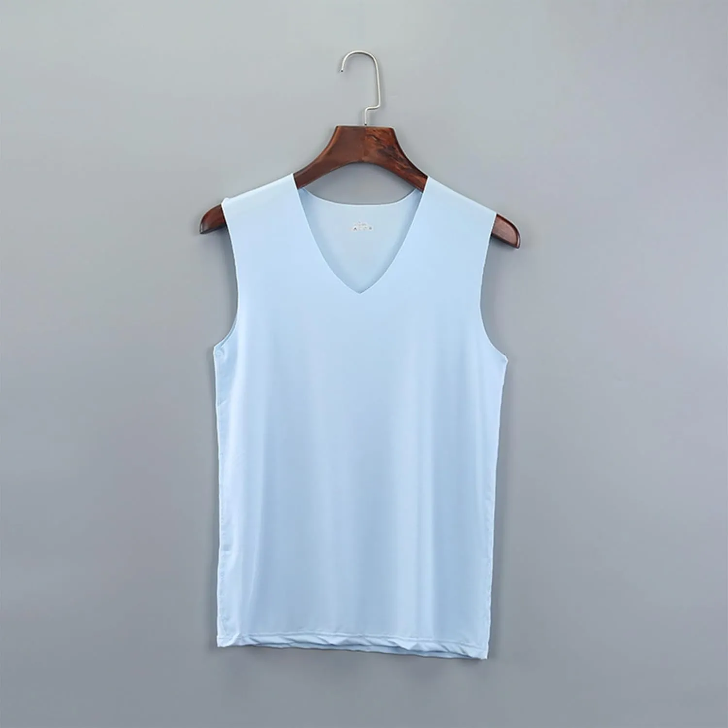 Men's Summer Tank Top Ice Silk Traceless Thin Breathable V-Neck Sleeveless Top