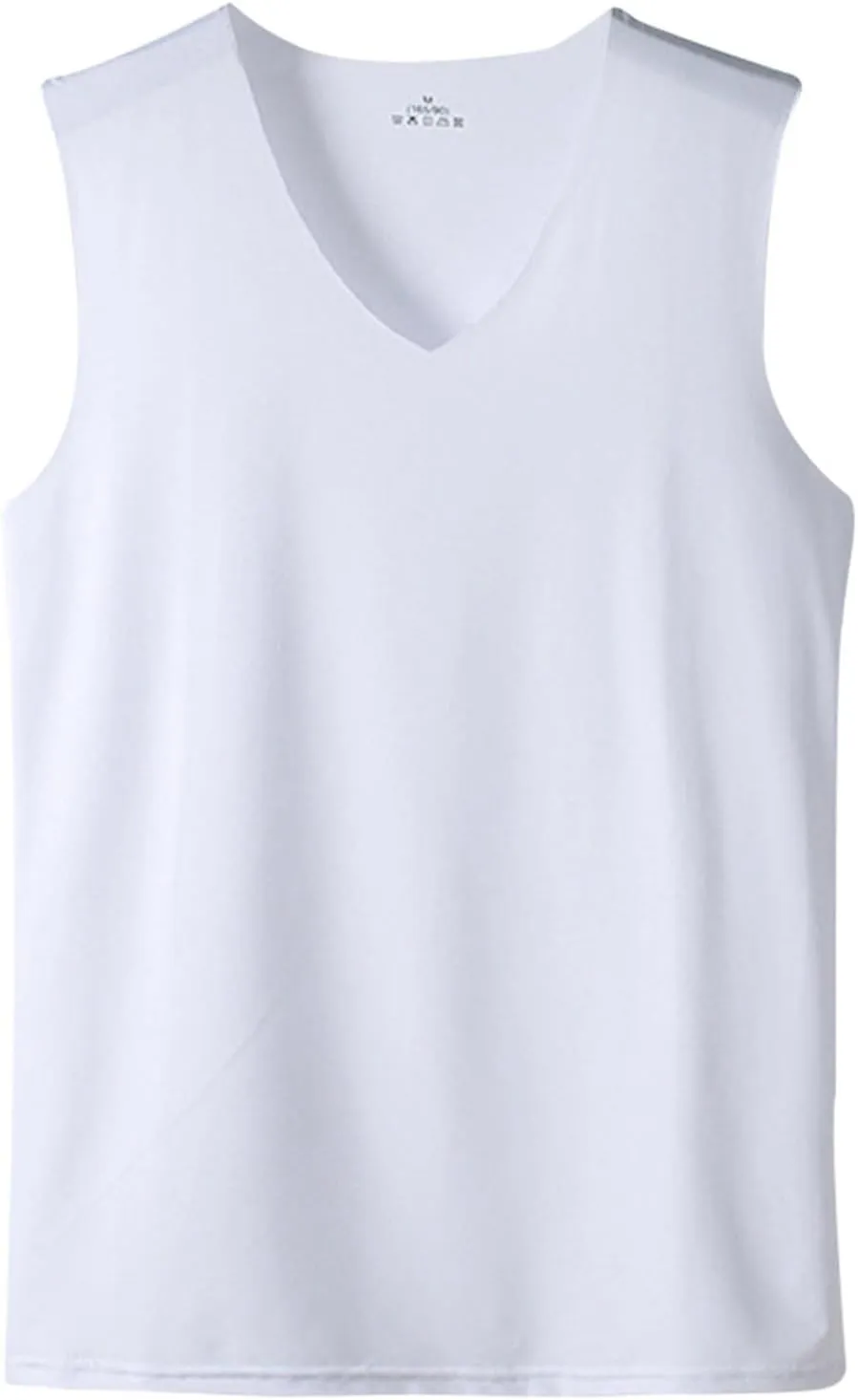 Men's Summer Tank Top Ice Silk Traceless Thin Breathable V-Neck Sleeveless Top