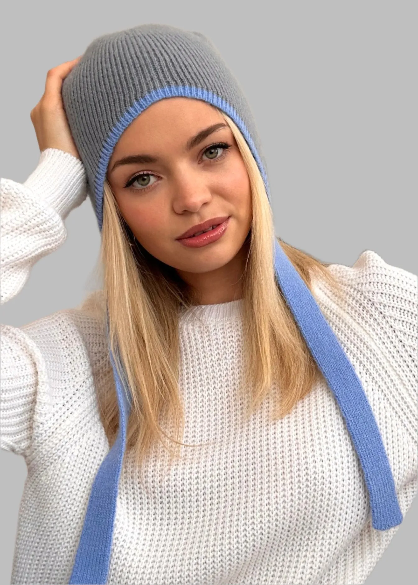 Milan Knit Bonnet in Light Grey
