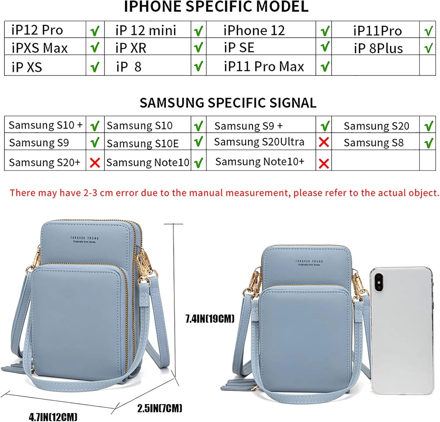 myfriday Touch Screen Crossbody Phone Purse for Women, Rfid Blocking Small Cellphone Shoulder Purse with 2 Adjustable Strap