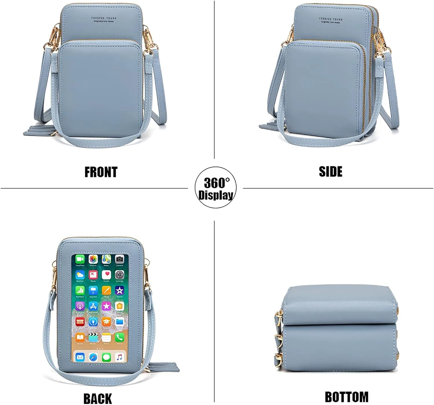 myfriday Touch Screen Crossbody Phone Purse for Women, Rfid Blocking Small Cellphone Shoulder Purse with 2 Adjustable Strap