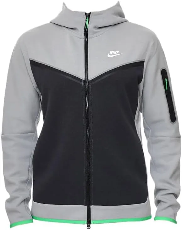 Nike Sportswear Tech Fleece Full-zip Hoodie Mens Light Smoke Grey/Anthracite-Light Green Spark-Sail Size-XX-Large