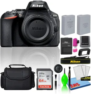 Nikon D5600 24.2MP DSLR Digital Camera (Body Only) (1575) Deluxe Bundle with 64GB SD Card   Large Camera Bag   Spare Battery   Deluxe Camera Cleaning Kit (Renewed)