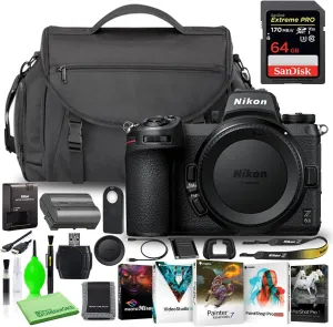 Nikon Z 6II 24.5MP Mirrorless Digital Camera (Body Only) (1659) Deluxe Bundle with High-Speed 64GB Extreme SD Card   Large DSLR Camera Bag   Corel Editing Software   Much More (Renewed)