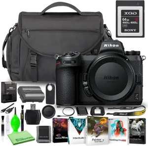 Nikon Z 7II 45.7MP Mirrorless Digital Camera (Body Only) (1653) Deluxe Bundle with Sony 64GB XQD Memory Card   Large DSLR Camera Bag   Corel Editing Software   Much More (Renewed)