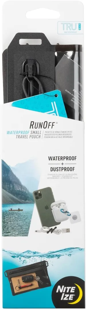Nite Ize RunOff Waterproof Travel Pouch with TRU Zip - Dry Pouch for Phone & Travel Necessities - Touchscreen Friendly - Waterproof with Reliable Zipper - Charcoal, Small