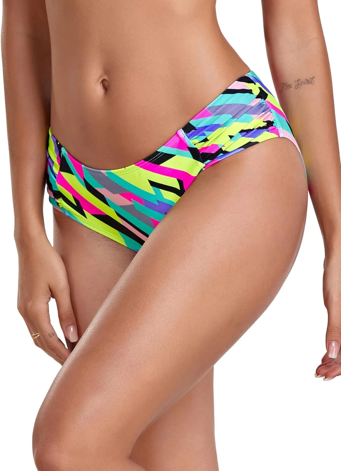 Ocean Blues Women's Ruched Sides Bikini Bottom Full Coverage Bikini Bottom