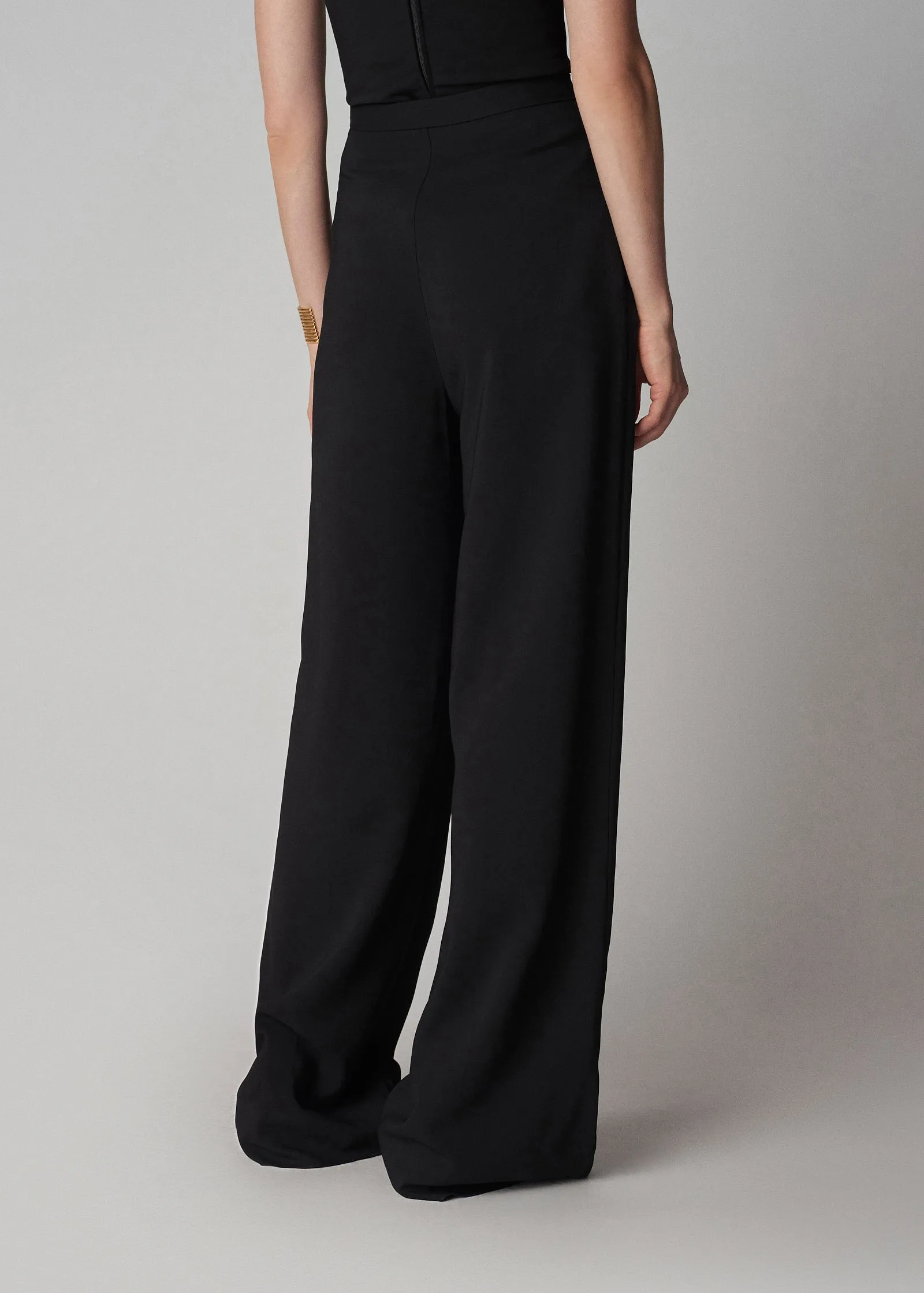 Palazzo Pant in Stretch Viscose - Black