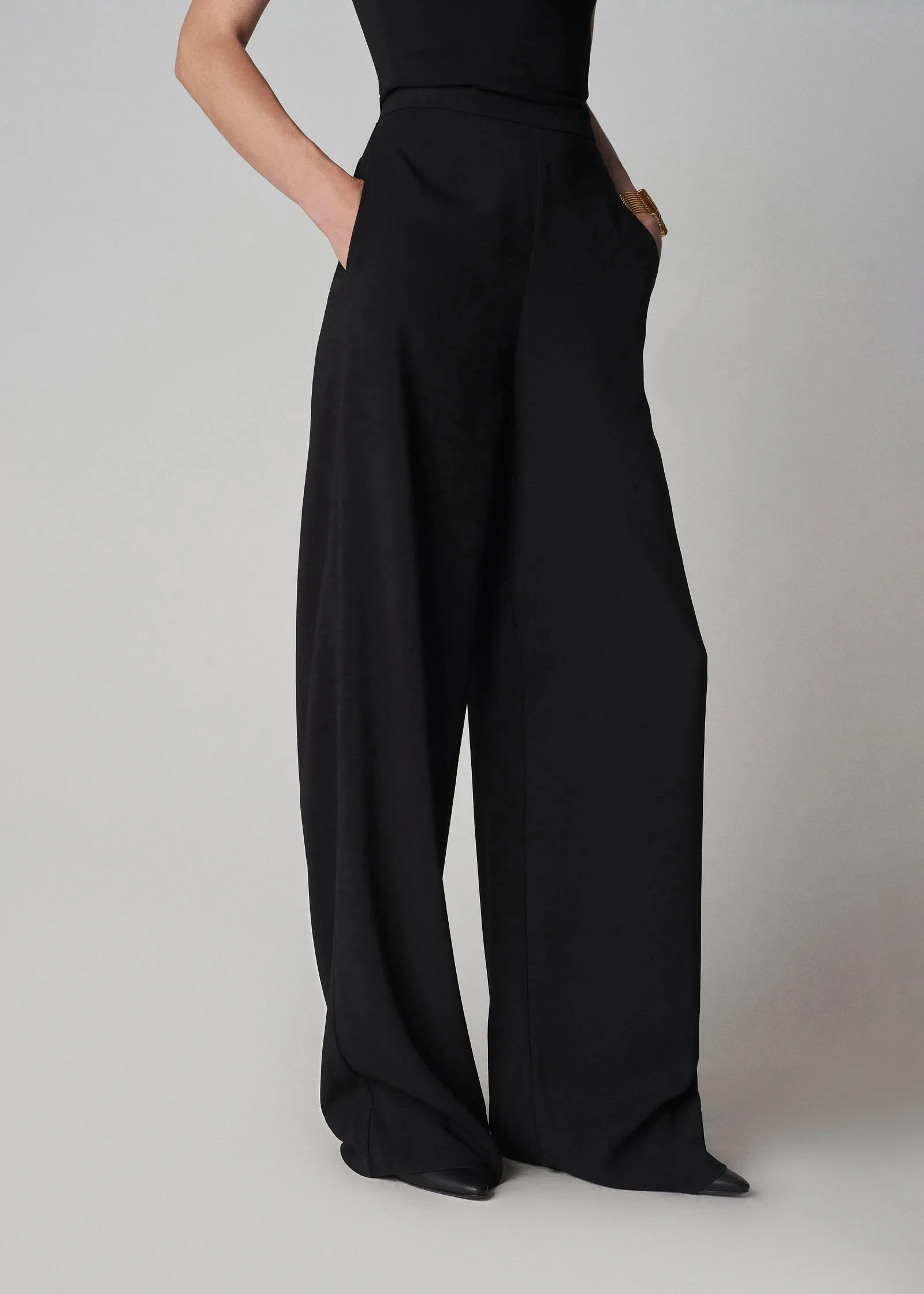 Palazzo Pant in Stretch Viscose - Black