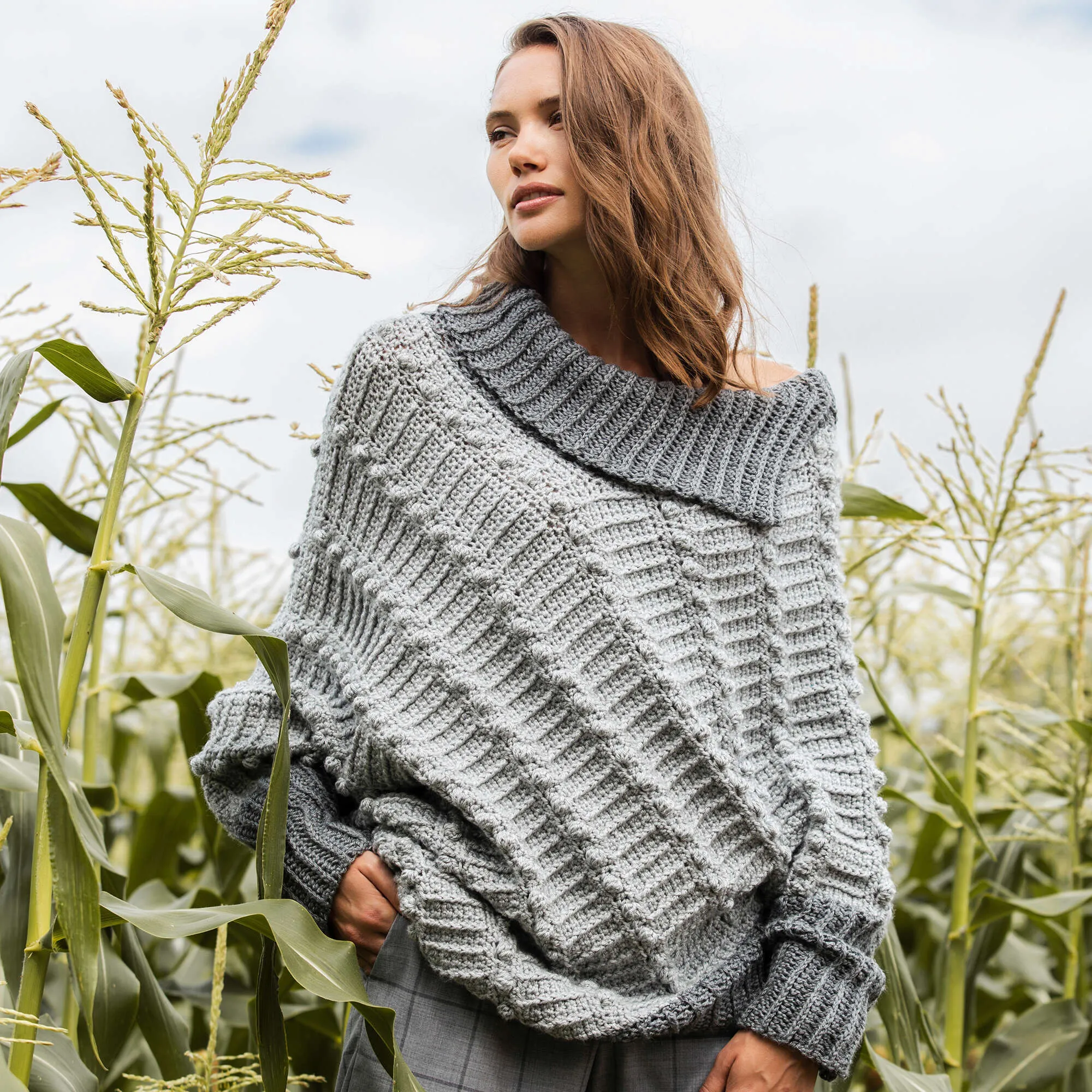 Patons Asymmetrical Crochet Cape-Cho
