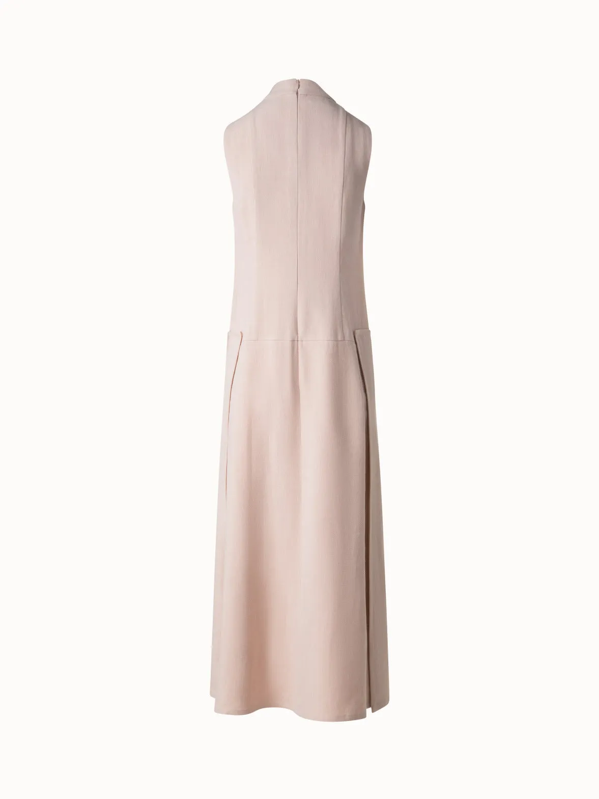 Pleated Midi Dress in a Linen Wool Blend